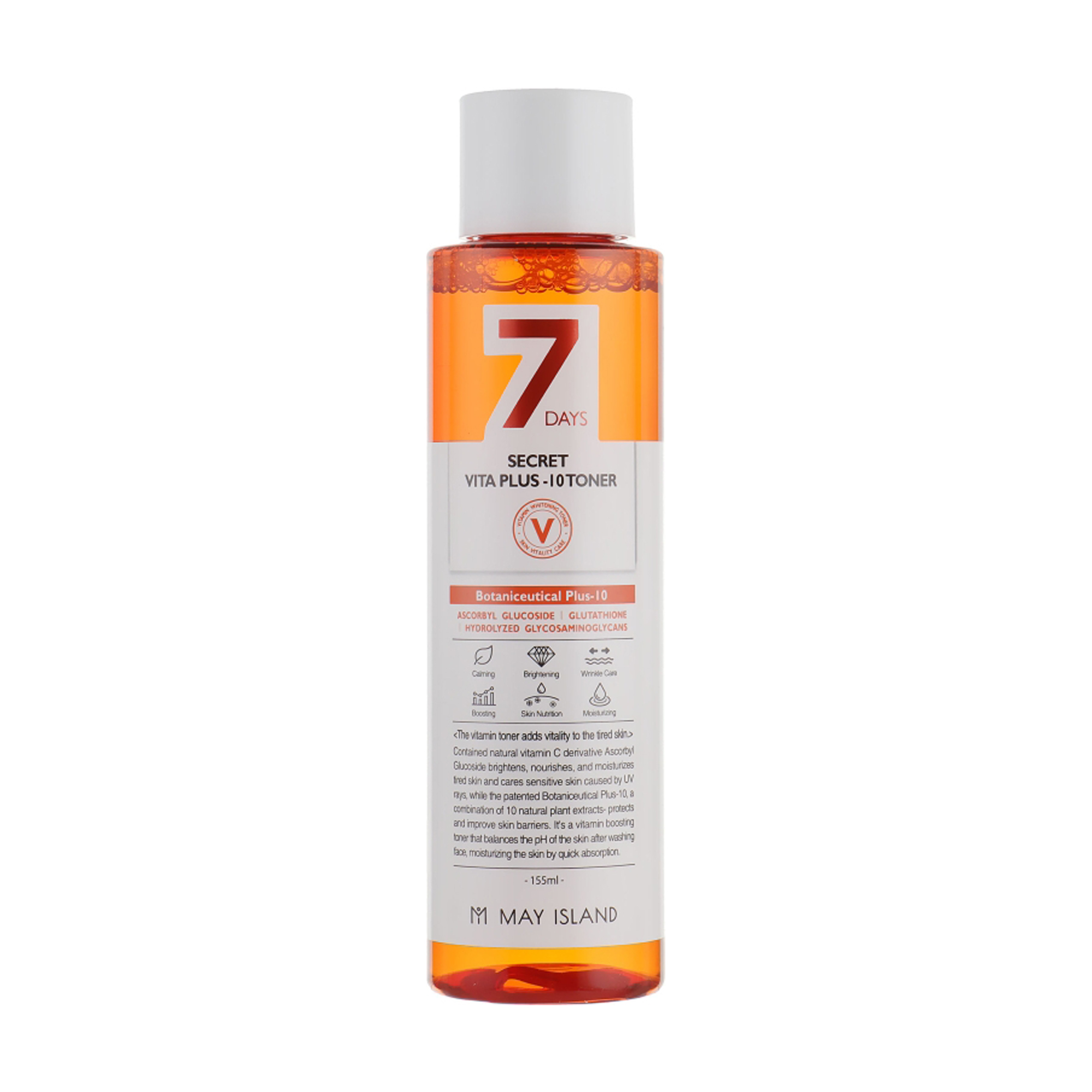 Освітлювальний тонер для обличчя May Island 7 Days Secret Vita Plus-10 Toner вітамінізований, 155 мл